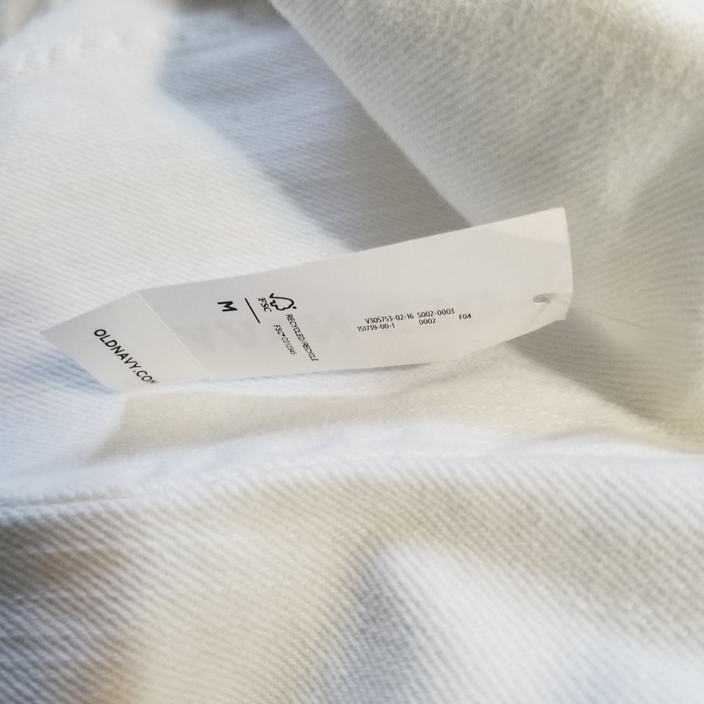 Old Navy White Cropped Denim Jean Jacket M NWT - Picture 6 of 6